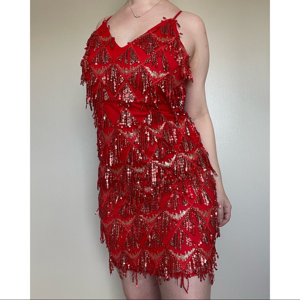 Red Sequin Party Dress